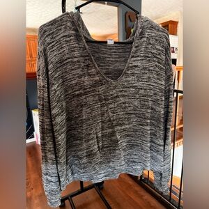 Old Navy Black and Gray V-Neck Hoodie